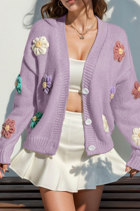 Floral Crochet Button-deon Cardigan