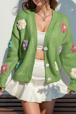 Floral Crochet Button-deon Cardigan
