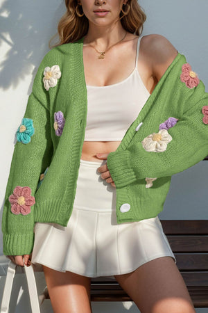 Floral Crochet Button-deon Cardigan