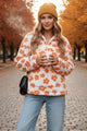 Floral Fleece Zip-Up Front Pocket Hoodie