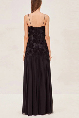 Arolora Floral Jacquard Chiffon Cami Dress