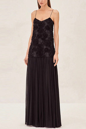 Arolora Floral Jacquard Chiffon Cami Dress