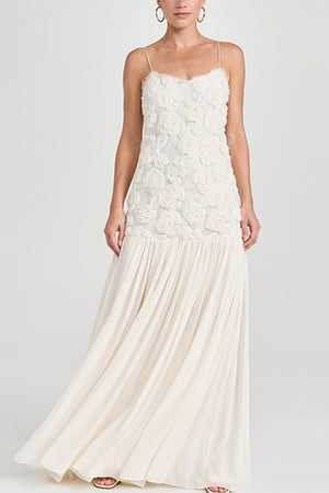 Arolora Floral Jacquard Chiffon Cami Dress