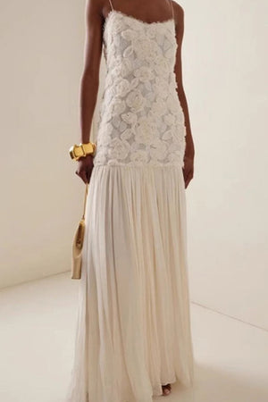 Arolora Floral Jacquard Chiffon Cami Dress