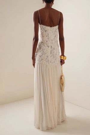 Arolora Floral Jacquard Chiffon Cami Dress