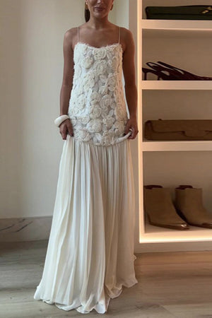 Arolora Floral Jacquard Chiffon Cami Dress