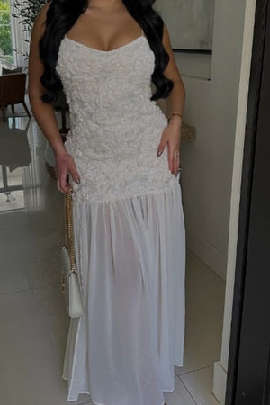 Arolora Floral Jacquard Chiffon Cami Dress