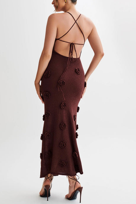 Floral Jacquard Tie-back Knit Cami Dress