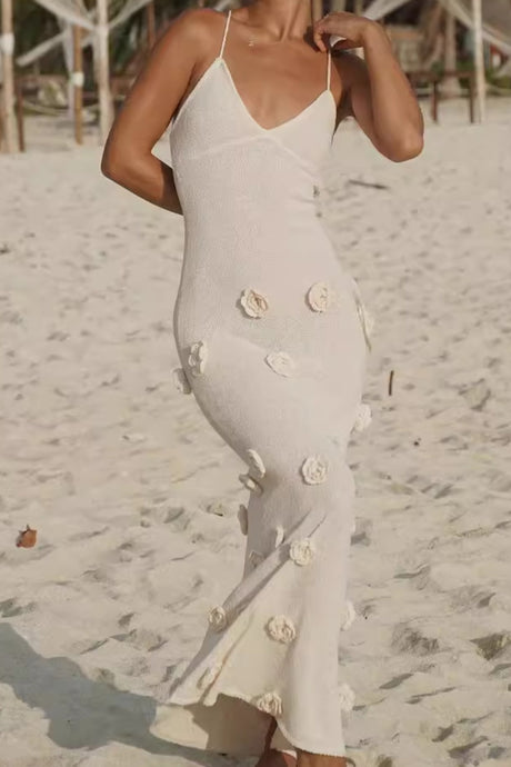 Floral Jacquard Tie-back Knit Cami Dress