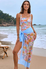 Arolora Floral One-Piece Swimsuit with Sarong