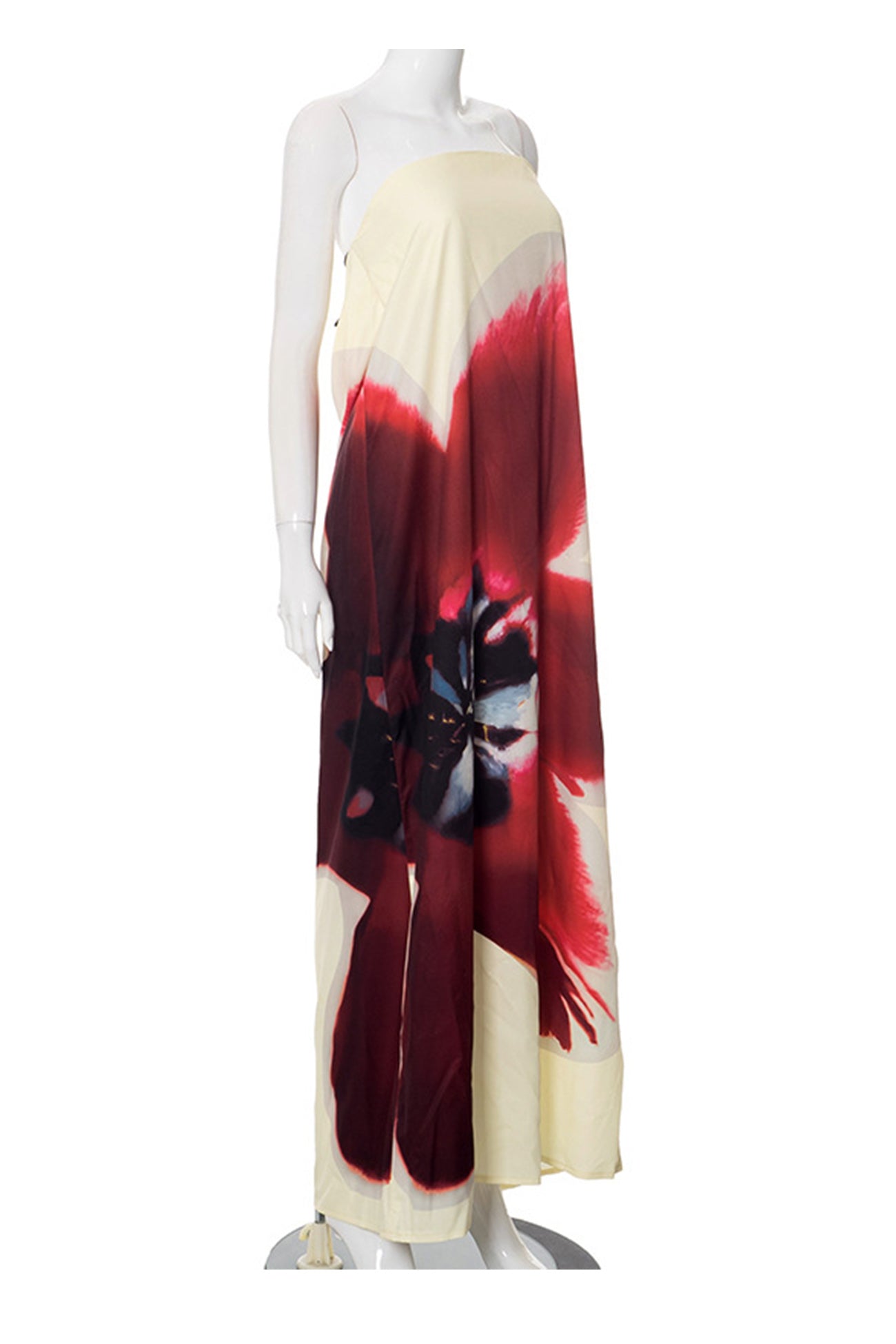 Arolora Floral Print Backless Maxi Dress