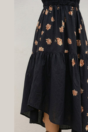 Floral Print Irregular Hem Retro Midi Dress
