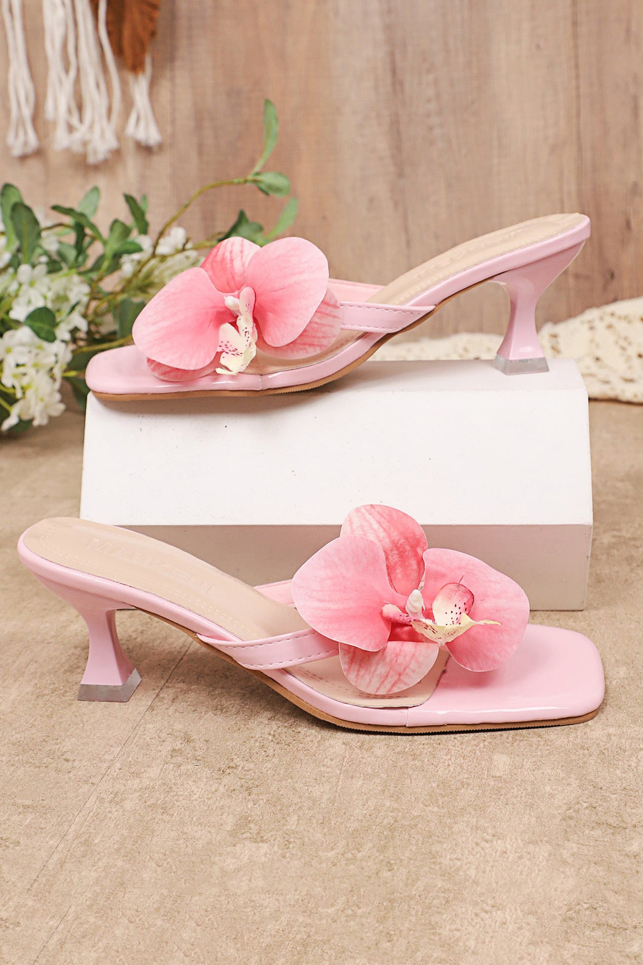 Arolora Floral Slip-on High Heels
