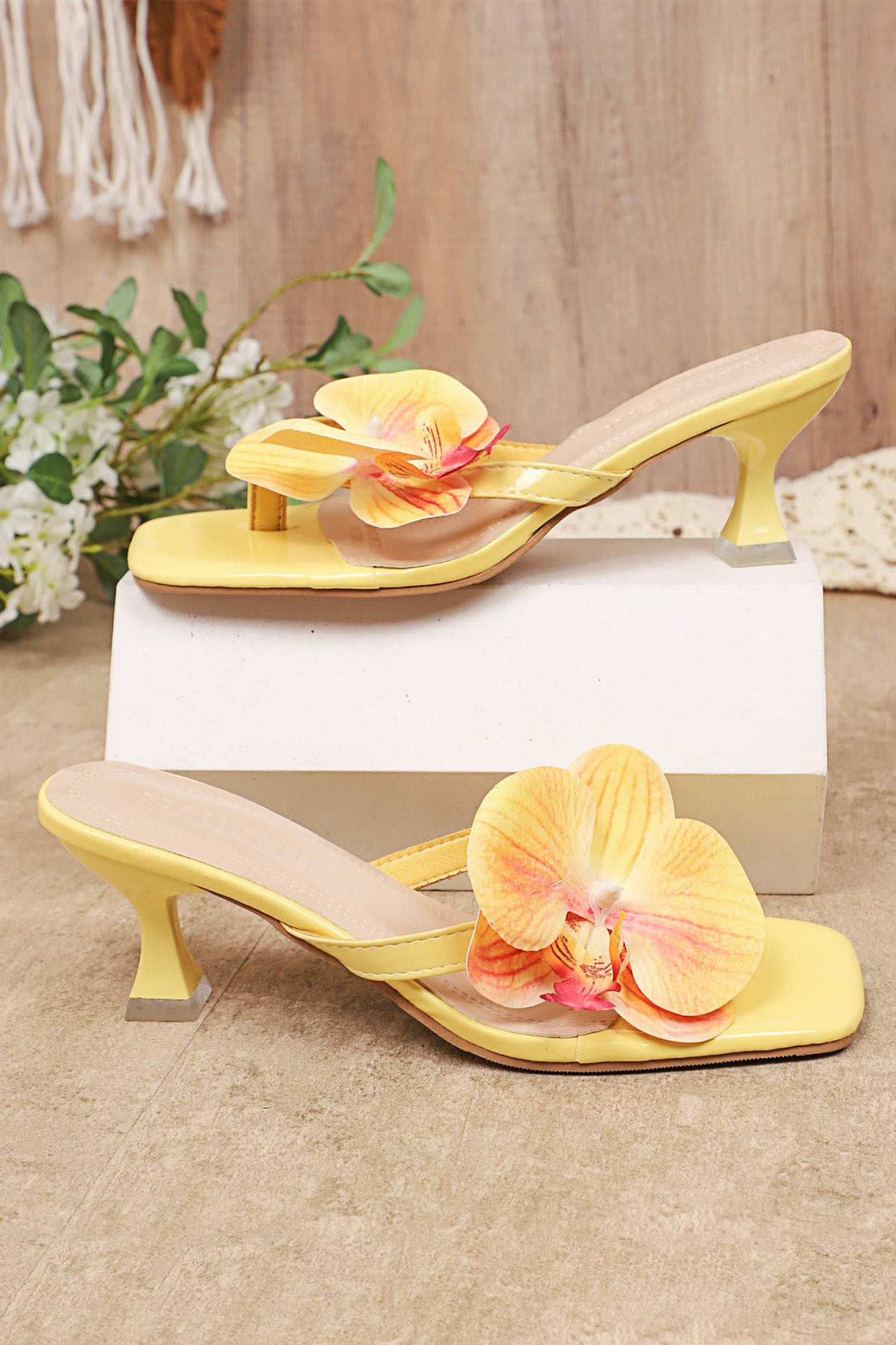 Arolora Floral Slip-on High Heels