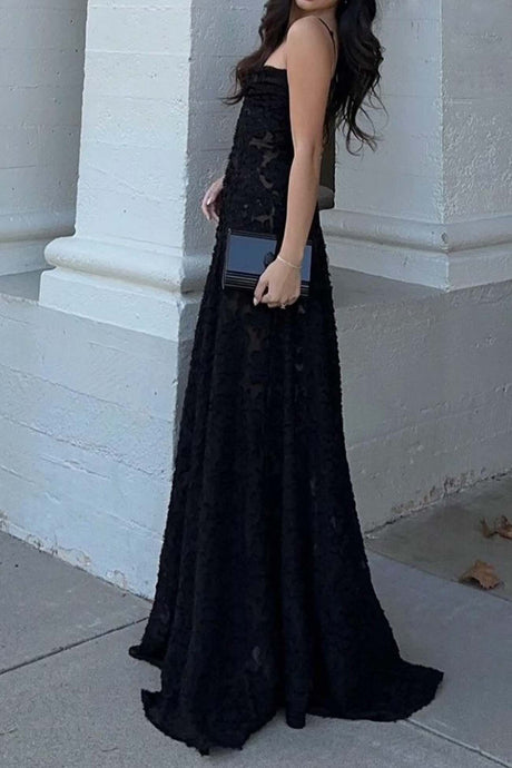 Floral Jacquard Tassel Lace Up Maxi Dress