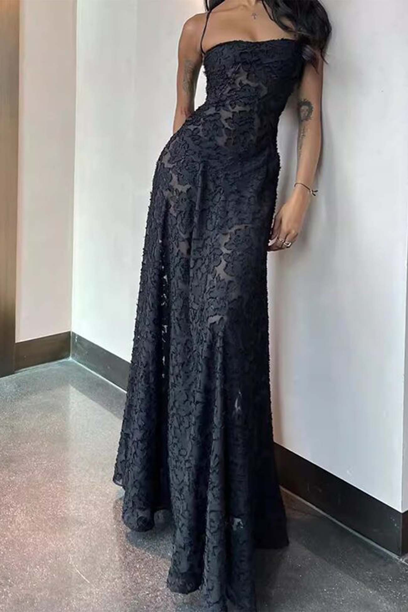 floral jacquard tassel lace up maxi dress Floral Jacquard Tassel Lace Up Maxi Dress  AROLORA