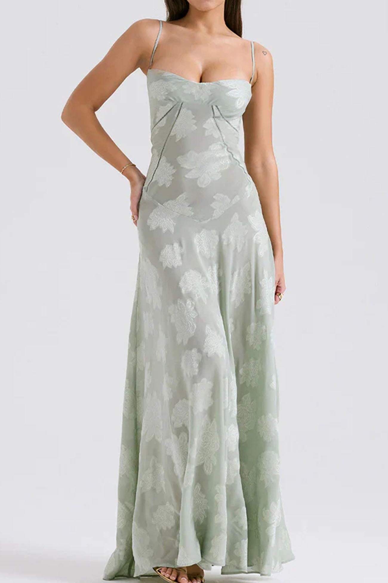 floral jacquard tassel lace up maxi dress Floral Jacquard Tassel Lace Up Maxi Dress  AROLORA