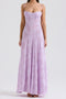 Floral Jacquard Tassel Lace Up Maxi Dress