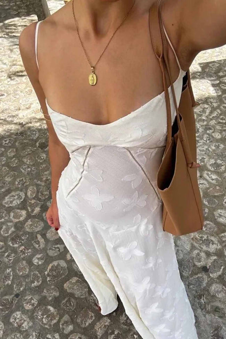 Floral Jacquard Tassel Lace Up Maxi Dress