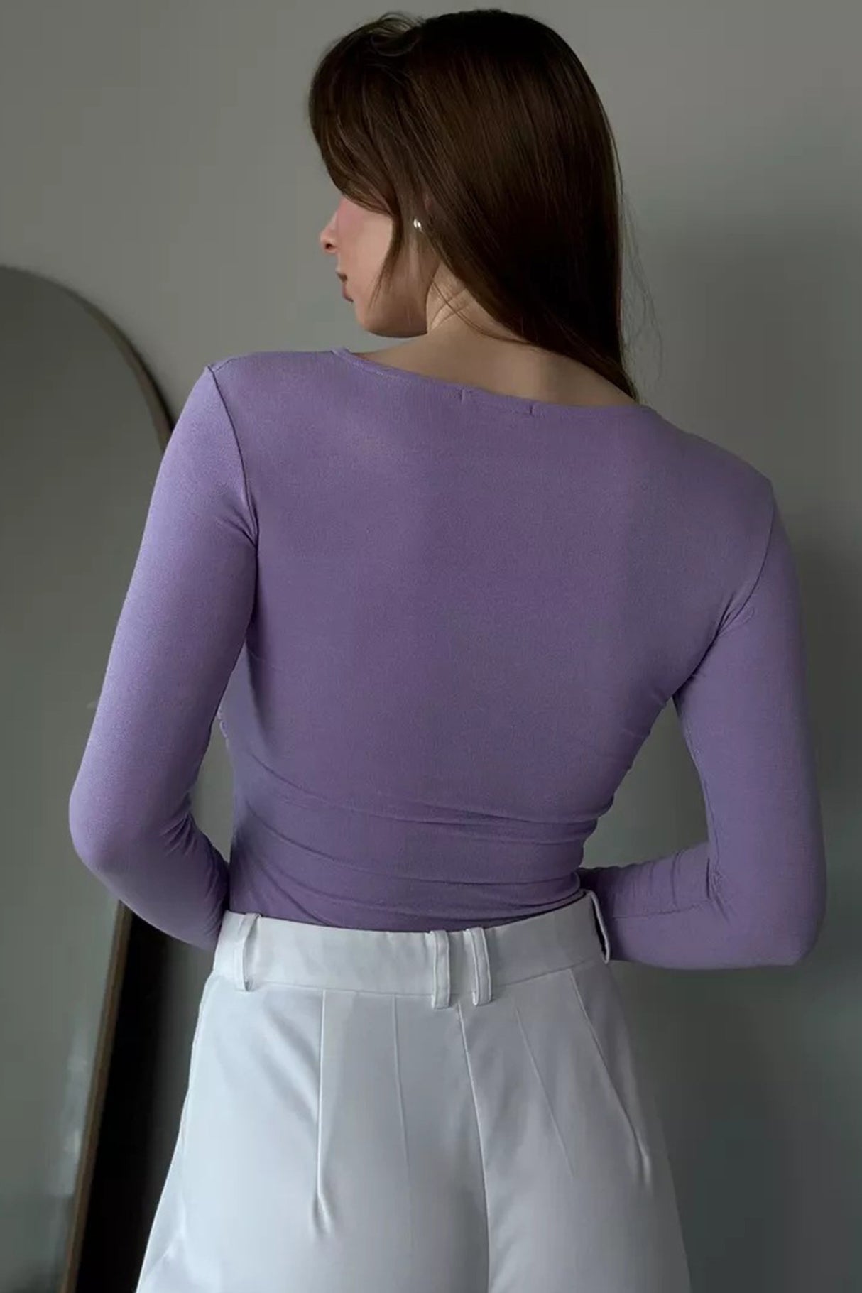 Front Twisted Long Sleeve Modal Top