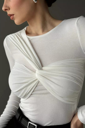 Front Twisted Long Sleeve Modal Top