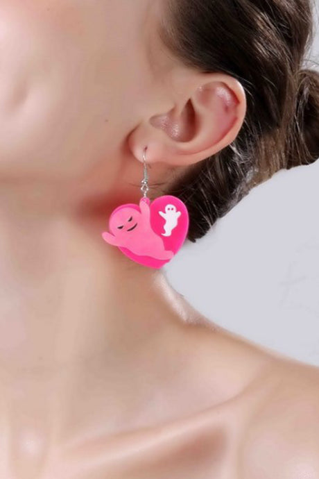 Ghost Peach Heart Earrings