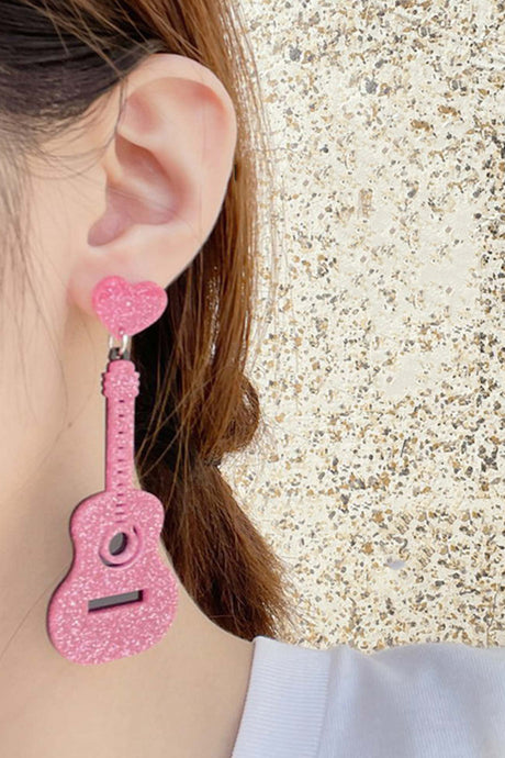 Glitter Guitar Earrings