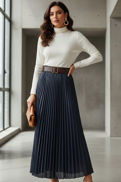 Glitter Pleated Midi Skirt