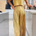 Arolora Glossy Vest Wide Leg Pants Set