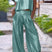Arolora Glossy Vest Wide Leg Pants Set