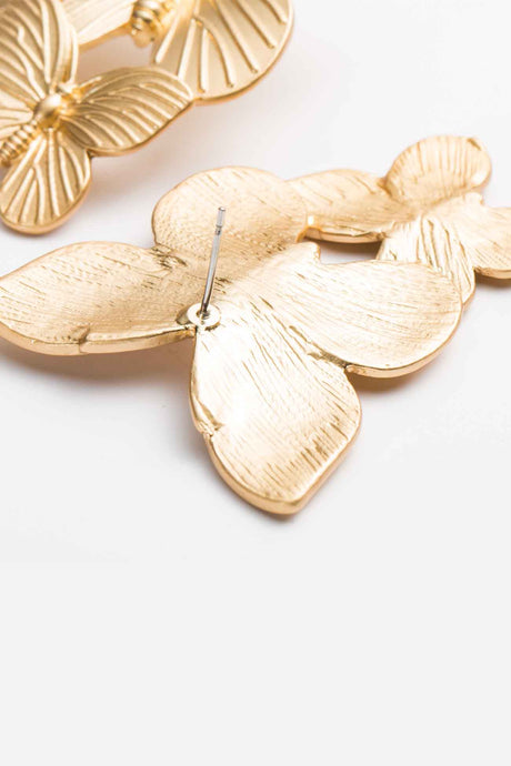 Gold Double Butterfly Stud Earrings