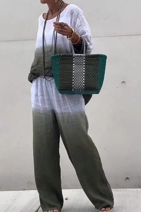 Gradient Print Linen Two-piece outfit