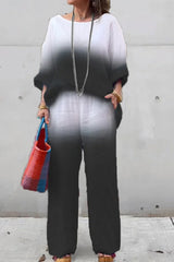 Gradient Print Linen Two-piece outfit