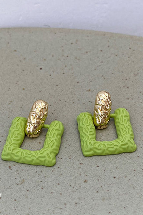 Green Geometric Patterns Earrings