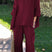 Arolora half-sleeve-tops-fringe-hem-long-pants-set