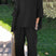 Arolora half-sleeve-tops-fringe-hem-long-pants-set