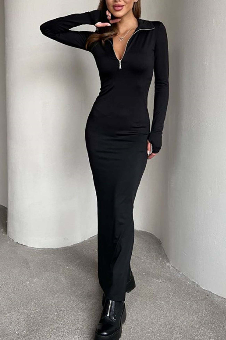 Half zip hotsell bodycon dress