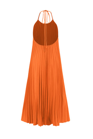 Halter Neck Pleated A-line Dress