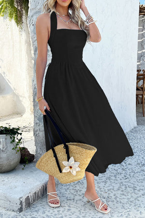 Arolora Halter Square Neck High Waist Midi Dress