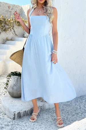 Arolora Halter Square Neck High Waist Midi Dress