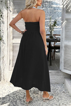 Arolora Halter Square Neck High Waist Midi Dress
