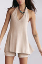 Arolora Halter Tie-up Knit Vest Shorts Set