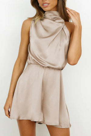 Arolora halter-asymmetrical-satin-sleeveless-rompers