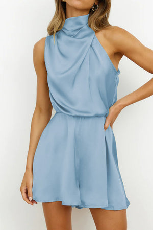 Arolora halter-asymmetrical-satin-sleeveless-rompers