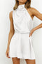 Arolora halter-asymmetrical-satin-sleeveless-rompers