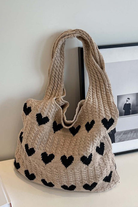 Heart Knitted Shoulder Bag