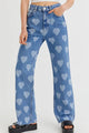 Arolora Heart Print High Rise Jeans