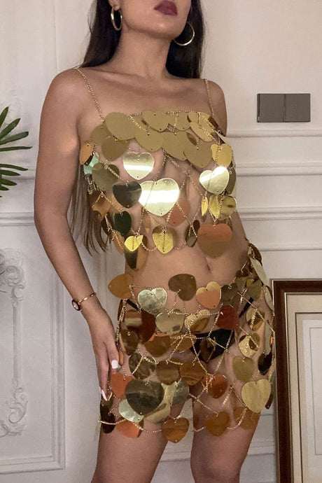 Heart Shaped Sequin Body Chain