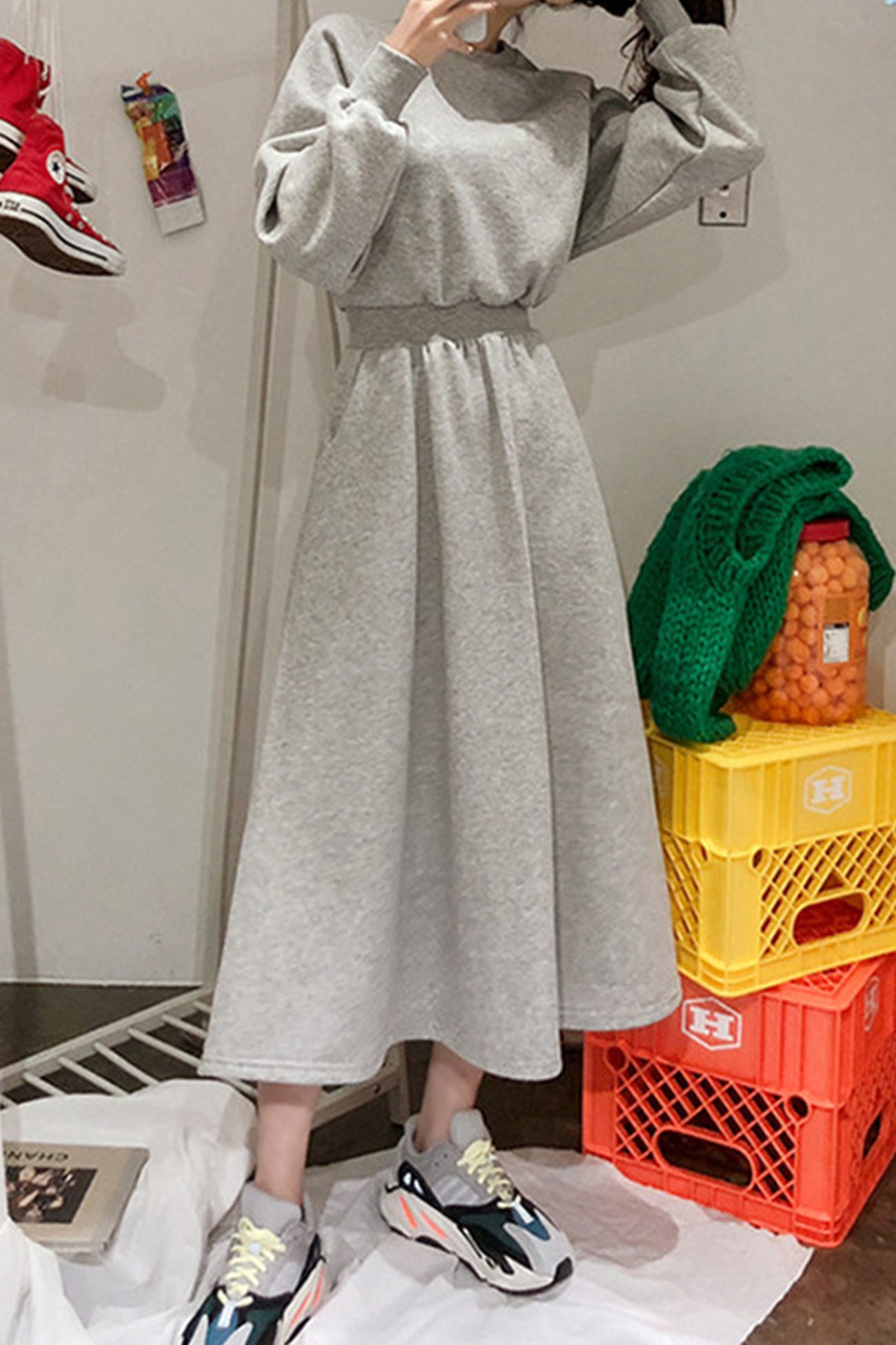 High Elastic Waist Sweatshirt Dress – AROLORA