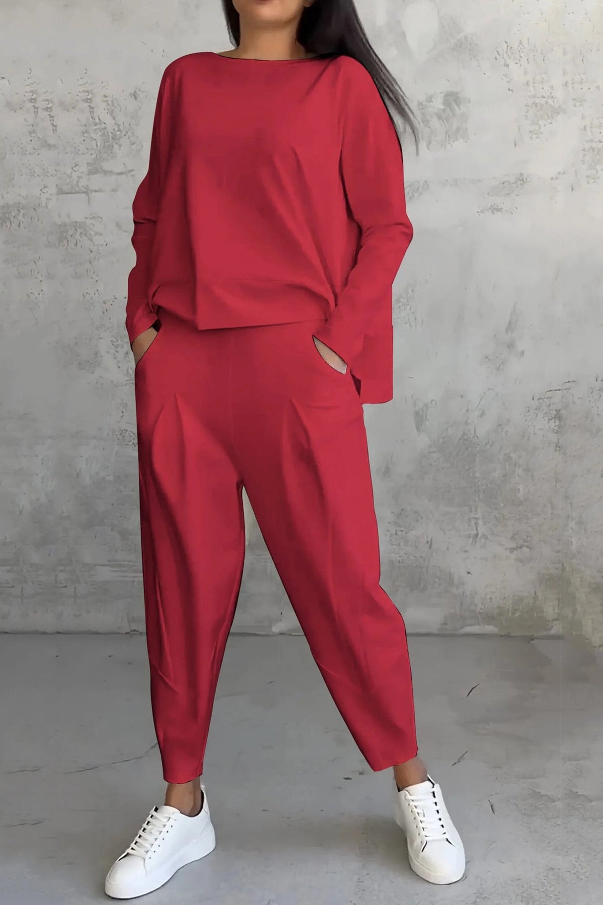 Arolora High Low Hem Sweatshirt Set